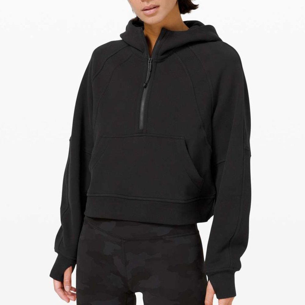 (UP FOR TRADE) LULULEMON OVERSIZED HALF ZIP SCUBA IN BLACK SIZE XS/S
